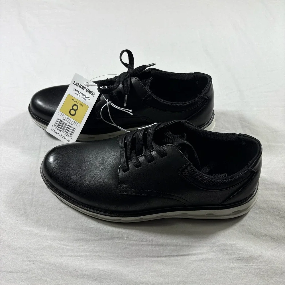 Lands' End Sport Oxford Mens 8 Black NEW‎